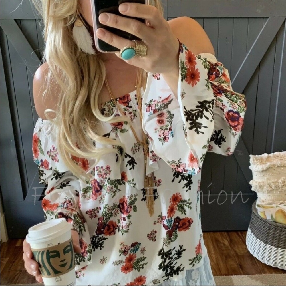 Fall Floral Off The Shoulder Top